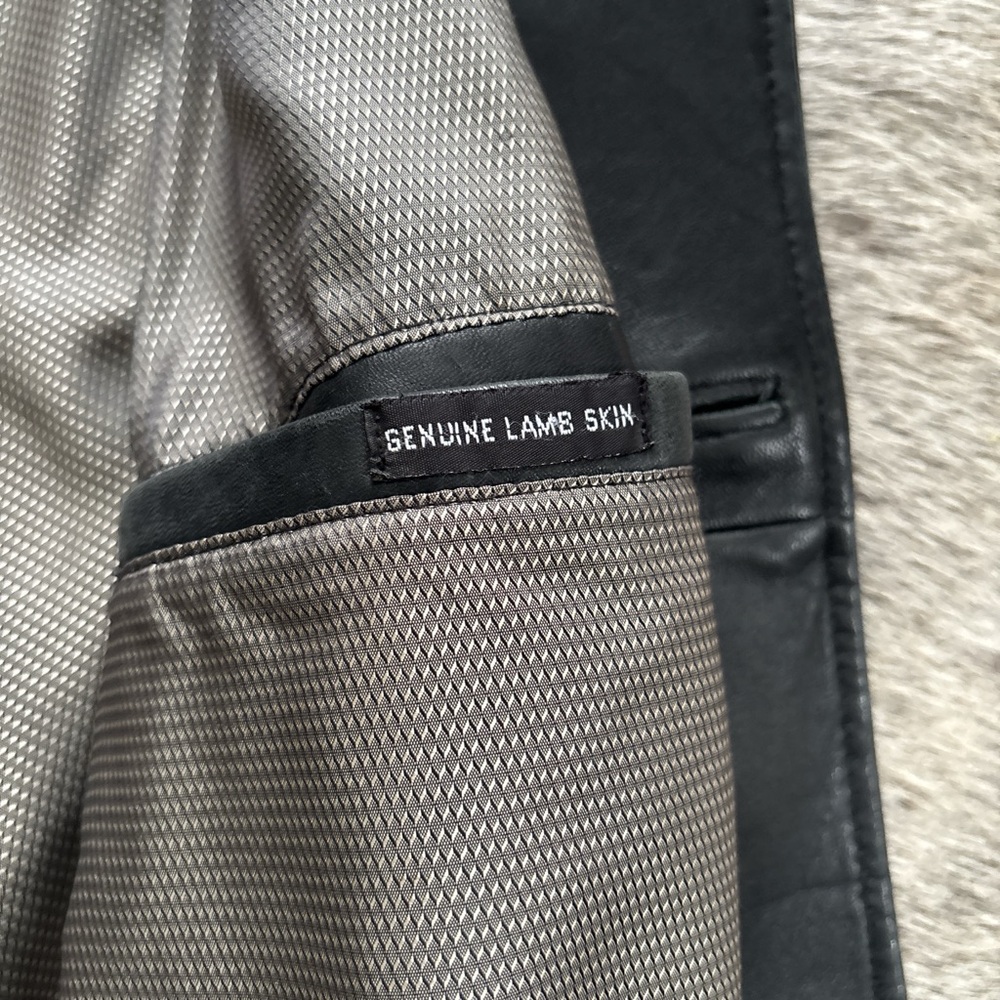 Men's black Leather Bomber Jacket - Picture 5 of 7